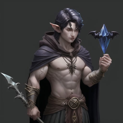 Dark Fantasy Halfling Demon Sorcerer Muscle Ray