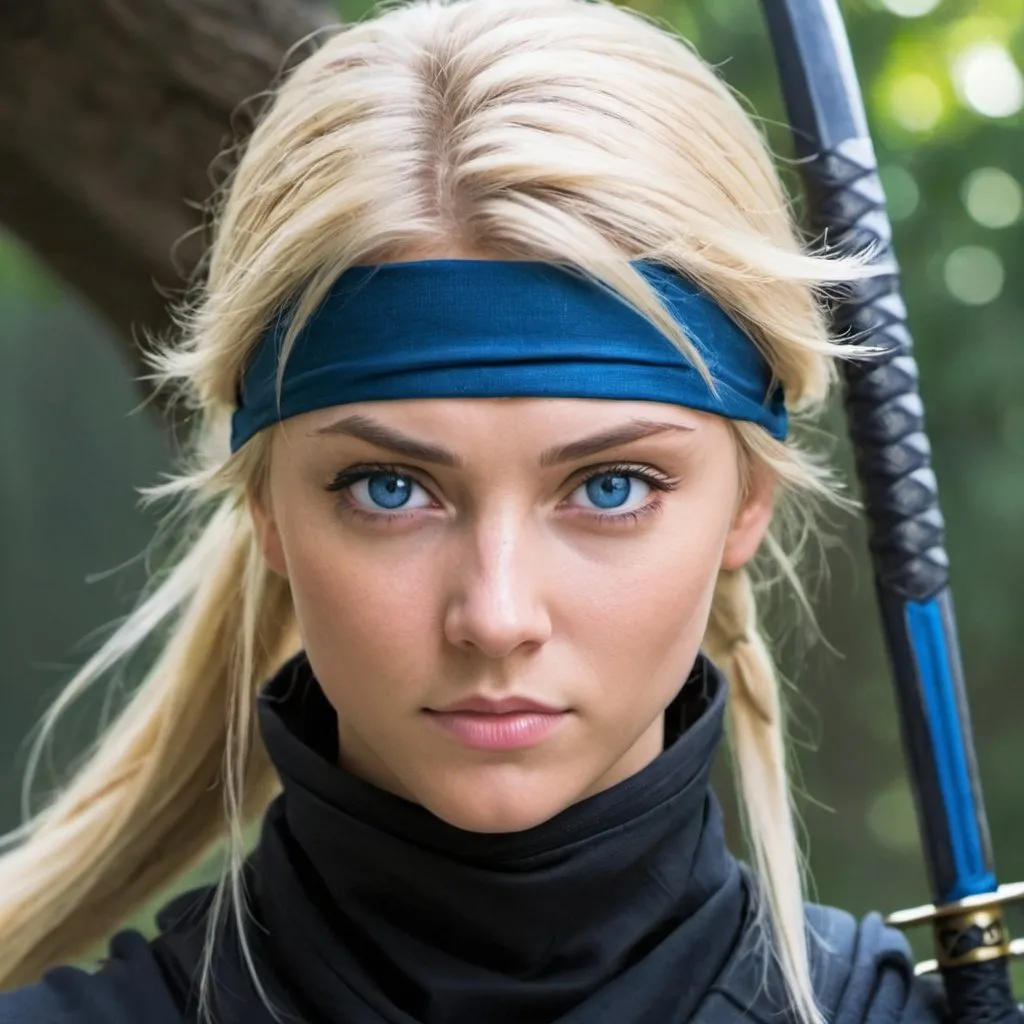 A Blonde Female Ninja With Blue Eyes Resting