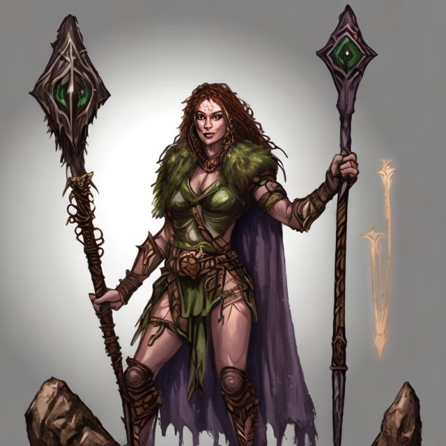 Female Goliath Druid With A Quarterstaff Named Ivant Openart