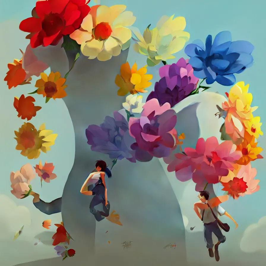 Goro Fujita Illustrating A Flower Full Of Petals Of Stable Diffusion