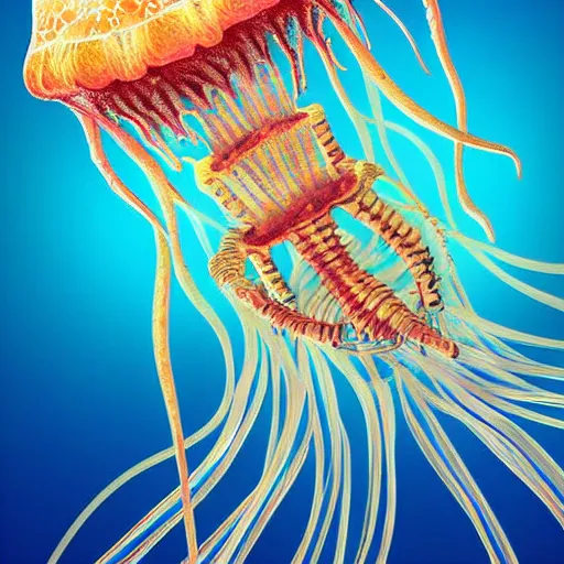 Skeleton Of A Jellyfish Being Reclaimed By Coral Stable Diffusion