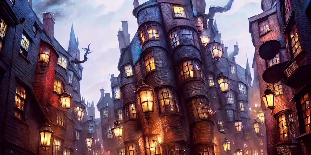 Harry Potter Diagon Alley By Greg Rutkowski And Thomas Stable Diffusion