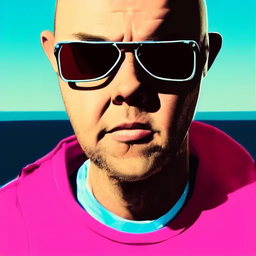 Karl Pilkington Pink And Blue Mohawk Hairstyle Stable Diffusion