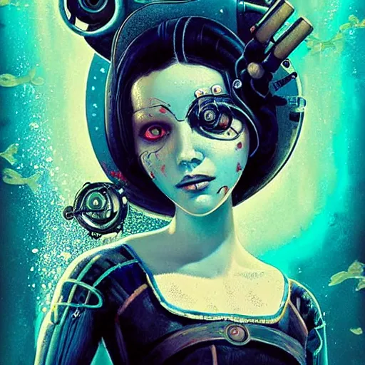 Lofi Underwater Bioshock Biopunk Portrait Pixar Stable Diffusion