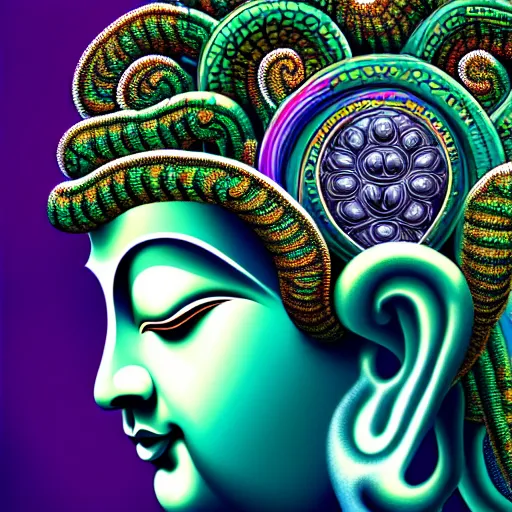 An Extremely Psychedelic Portrait Of Buddha As Medusa Stable