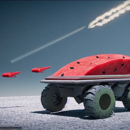 Watermelon As Military Vehicle With Epic Weapons Stable Diffusion