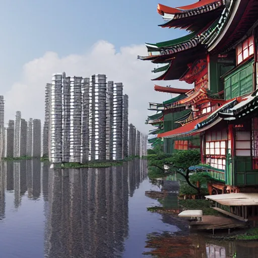 Kevin Jick Japanese Stilt City Trending On Artstation Stable