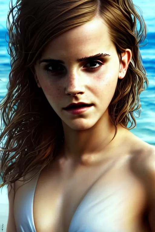 Sexy Painting Of Emma Watson Bikini Ultra Realistic Stable Diffusion