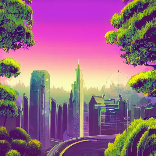 Beautiful Happy Picturesque Charming Sci Fi City In Stable