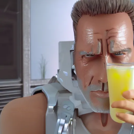 The Terminator Enjoying A Glass Of Lemonade Hyper Stable Diffusion