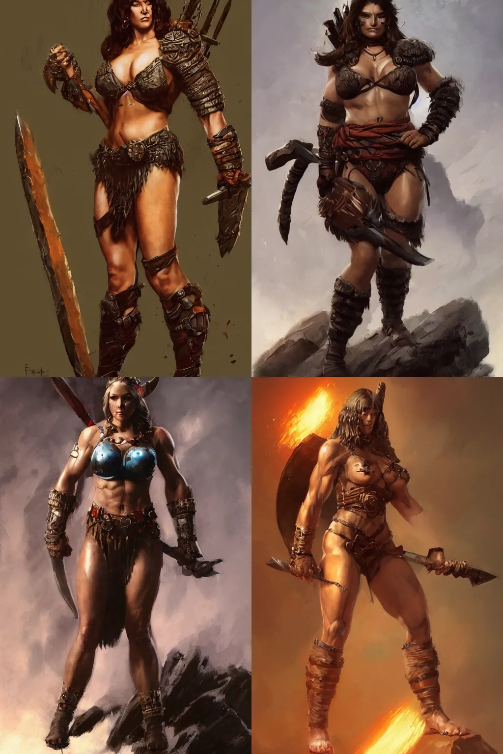 Full Body Portrait Of A Strong Fierce Female Barbarian Stable Diffusion