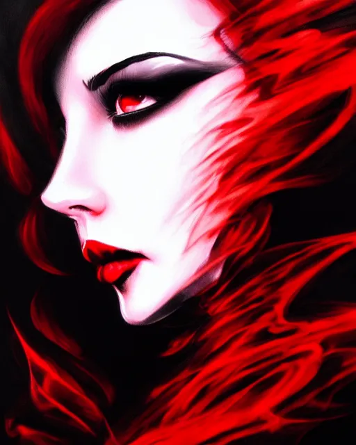 Black Red Ink Smoke Portrait Of Evanescence Artgerm Stable