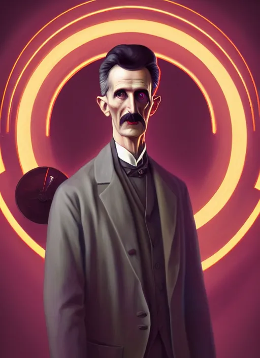 Centered Painted Portrait Nikola Tesla In A Stable Diffusion Openart