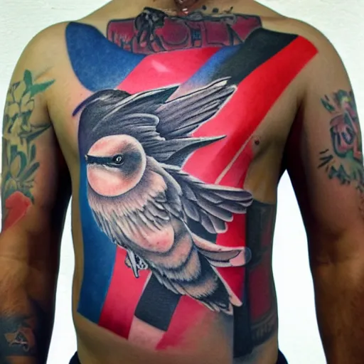 Tatoo Ink Cyber A Swallow With A Black Beard Wearing Stable