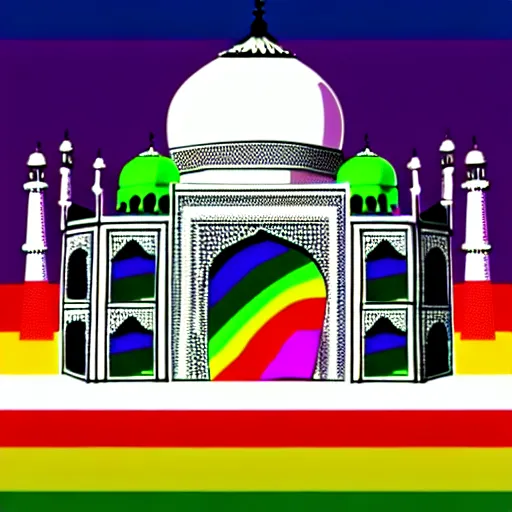 Taj Mahal In Gay Pride Colours With Gay Pride Parade Stable