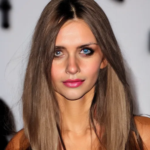 Brunette With Long Dyed Blonde Hair Small Nose Stable Diffusion