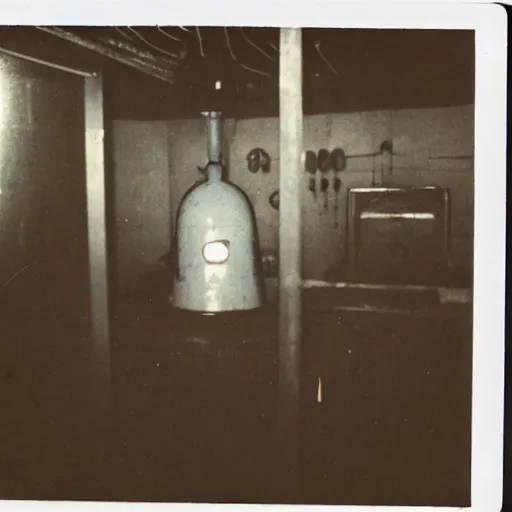 Old Polaroid Depicting A Grey Alien In A Watertank In Stable