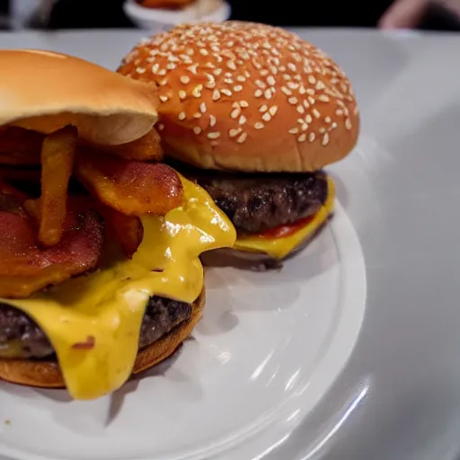 A Bacon Double Cheeseburger With Fries On The Side Stable Diffusion