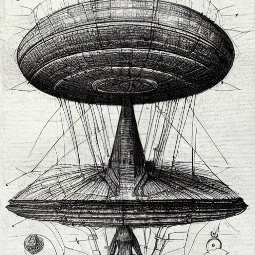 Various Sketches Of An Alien Spaceship In The Style Of Stable