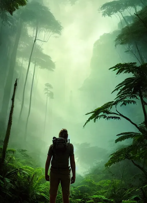 A Human Researcher Standing In The Rainforest Post Stable