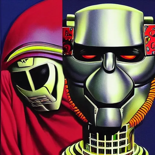 Beautiful Lifelike Painting Of Mf Doom And Jet Jaguar Stable