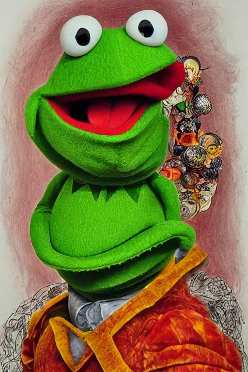 Kermit The Frog In Style Of Guiseppe Arcimboldo Stable Diffusion