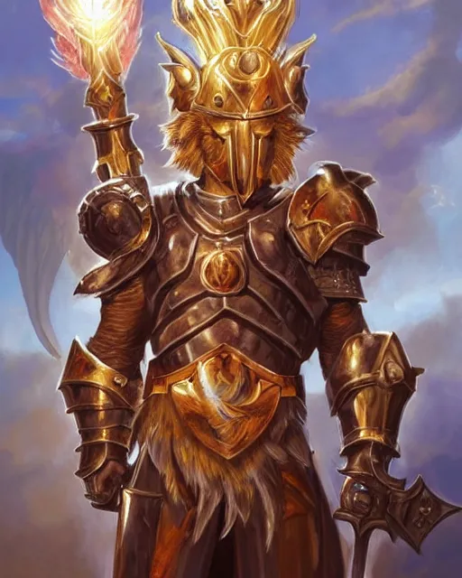 Mtg Character Portrait Of A Brawny Male Leonin Knight Stable