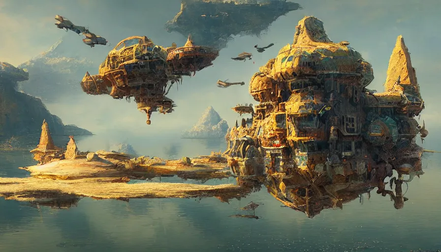 Flying Castle Over A Lake By Craig Mullins Stable Diffusion OpenArt