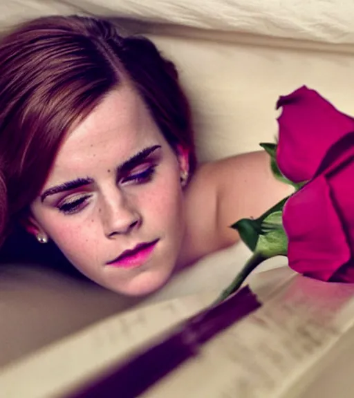 Emma Watson Laying Inside A Coffin Movie Scene Stable Diffusion