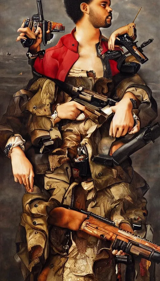 The Weeknd And Drake With Guns By Giuseppe Arcimboldo Stable