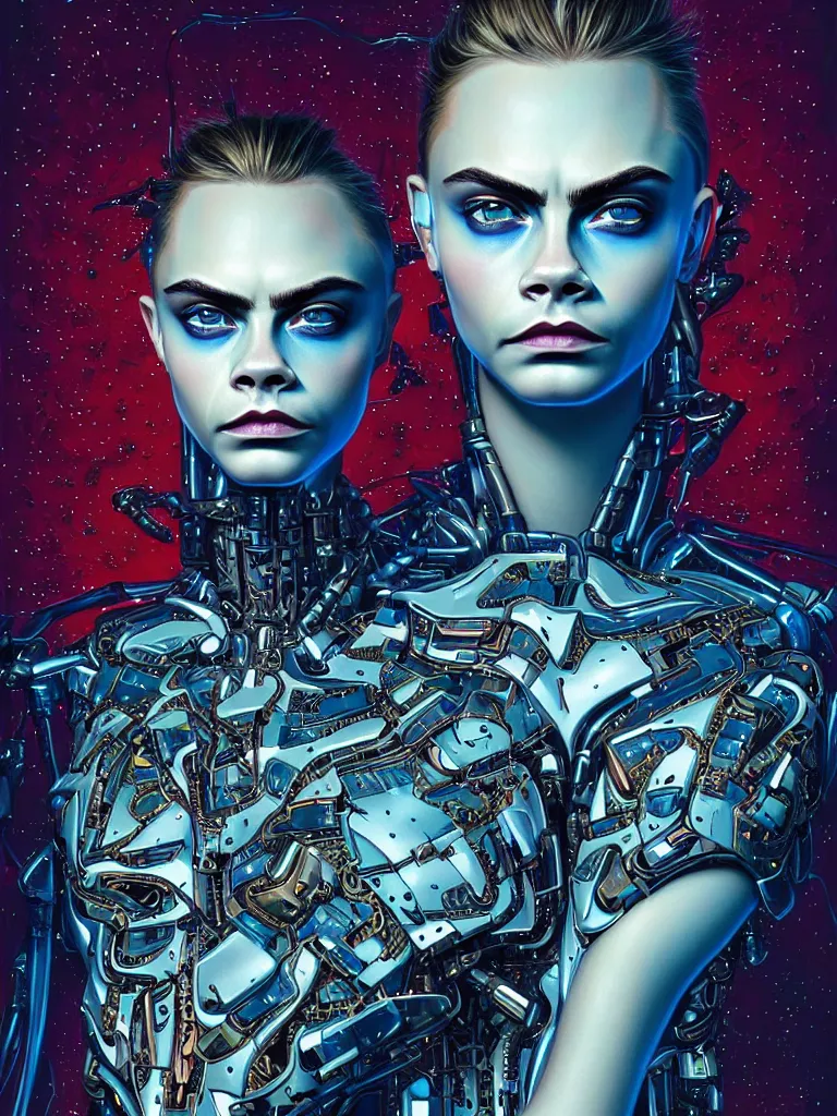 Portrait Of Cara Delevingne Wearing Epic Bionic Cyborg Stable