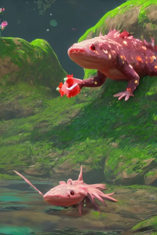 In Game Footage Of An Axolotl From The Legend Of Zelda Stable