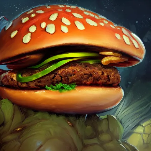 A Hamburger Turtle By Wlop And Tony Sart Fantasy Art Stable