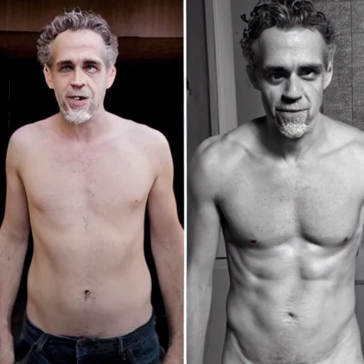 Shirtless Jordan Peterson With Milk Dripping Out Of Stable Diffusion