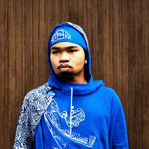 Crips Gang Member With Batik Bandana And Parang Rusak Stable