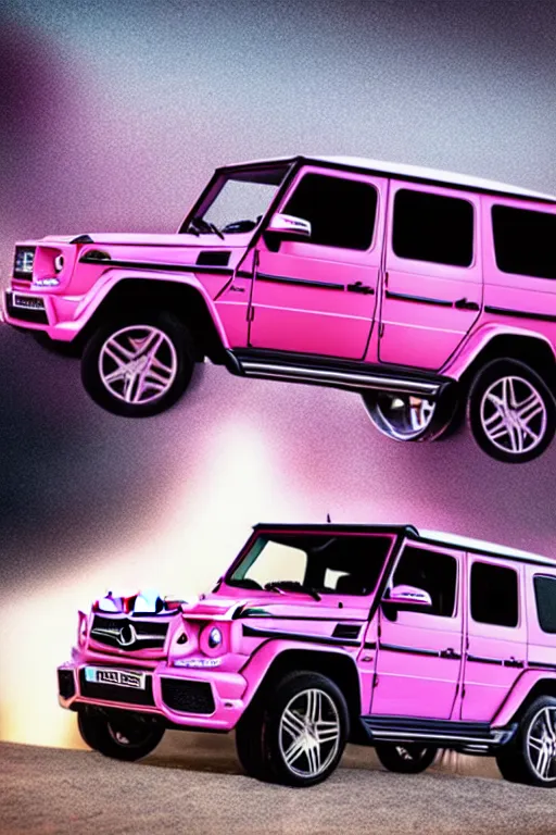 Photo Of A Pink Mercedes Benz G63 Wide Shot Poster Stable