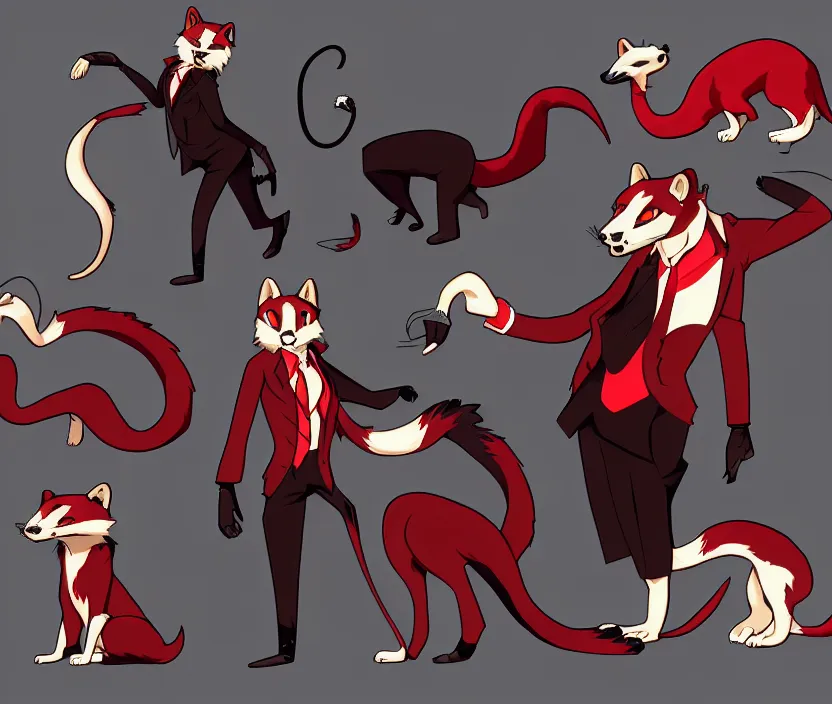 Furry Red Black Weasel Detective Fursona Uhd Stable