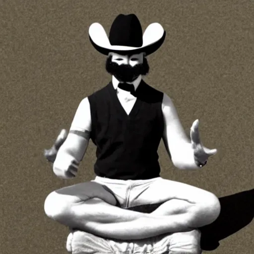 Mustachioed Mexican Vaquero Sitting Lotus Position Stable Diffusion