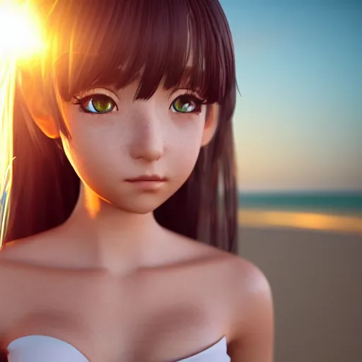 Render Of A Very Beautiful 3d Anime Petite Girl Long Stable