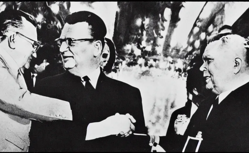 S Movie Still Of Josip Broz Tito Shaking Hand With Stable Diffusion