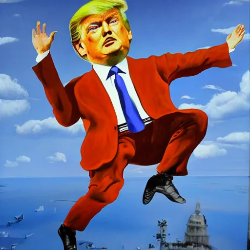 Donald Trump Flying Painting By Salvador Dali Stable Diffusion OpenArt