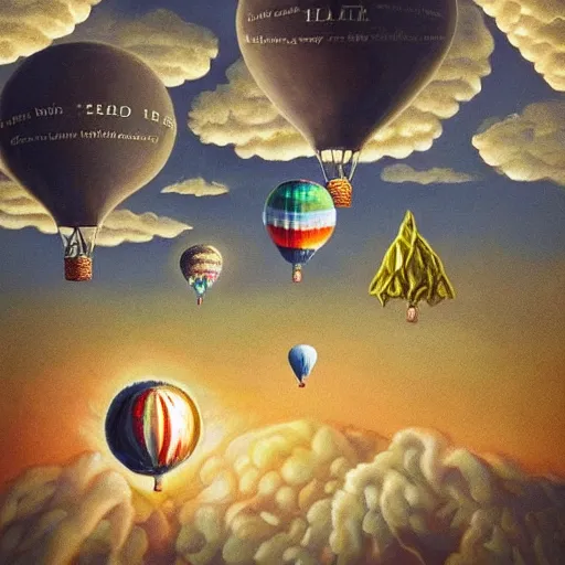 Hot Air Balloons Made Of A Large Eyeball Surrealist Stable Diffusion