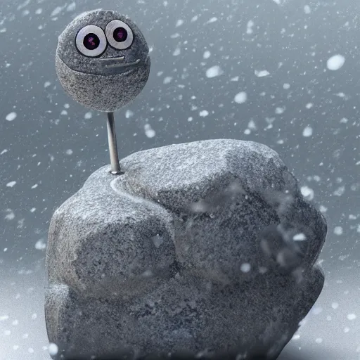 A Stone With Googly Eyes Detailed D Render On Top Stable