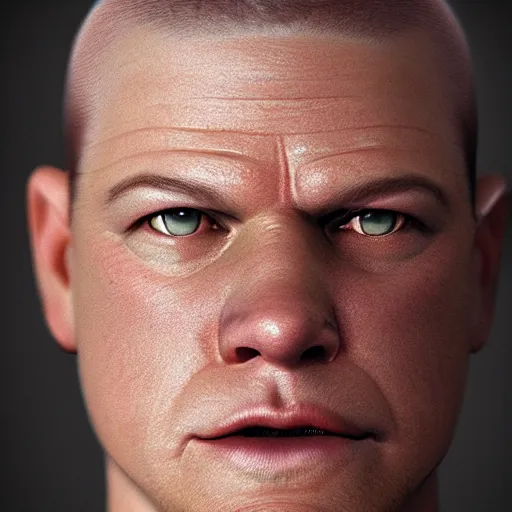 Hyperrealistic Mixed Media Image Of Matt Damon Bald Stable Diffusion