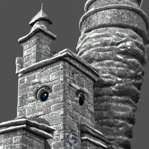 A Stone With Googly Eyes Detailed 3 D Render On Top Stable