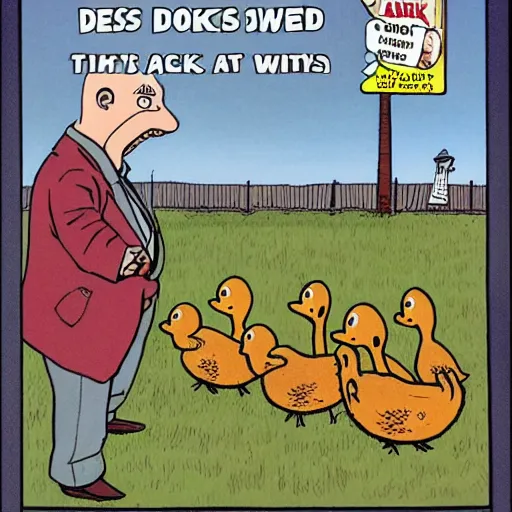 A Confusing Gary Larson Far Side Cartoon About Ducks Stable Diffusion
