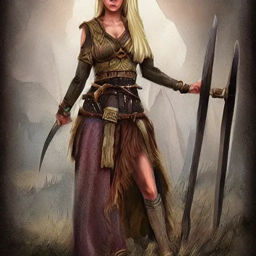 Beautiful Viking Woman Blonde Tall Brawny D D Stable Diffusion