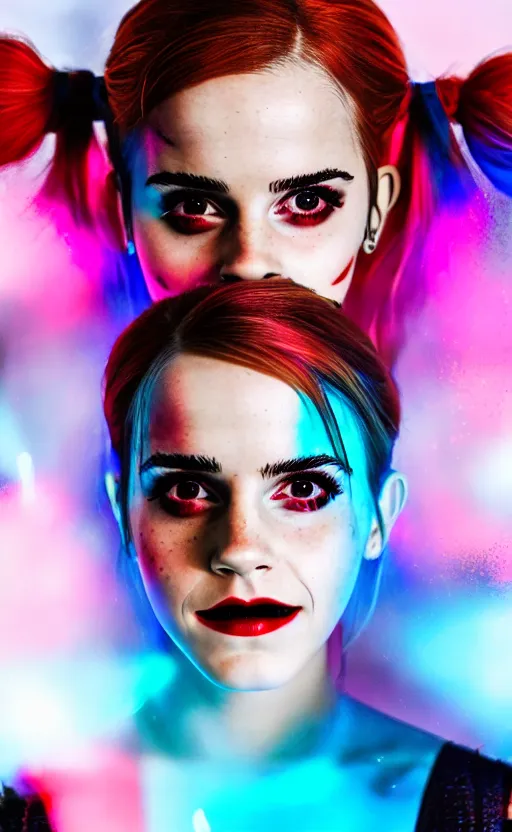 Emma Watson As Harley Quinn Glowing Dramatic Stable Diffusion