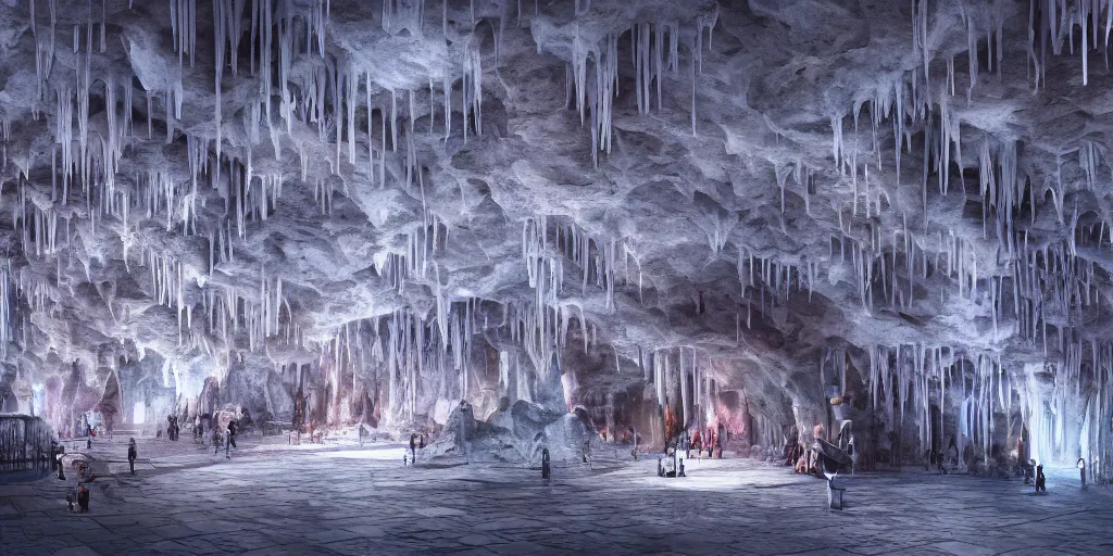 An Underground Fantasy City Built Between Stalactites Stable