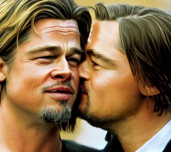 A Photograph Of Brad Pitt And Leonardo Dicaprio Stable Diffusion